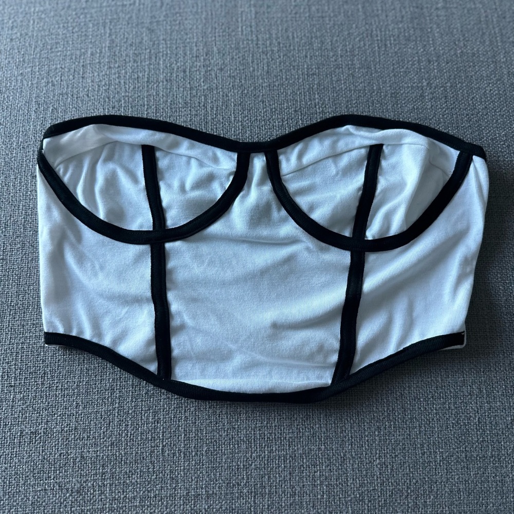 White and Black Bustier Top
